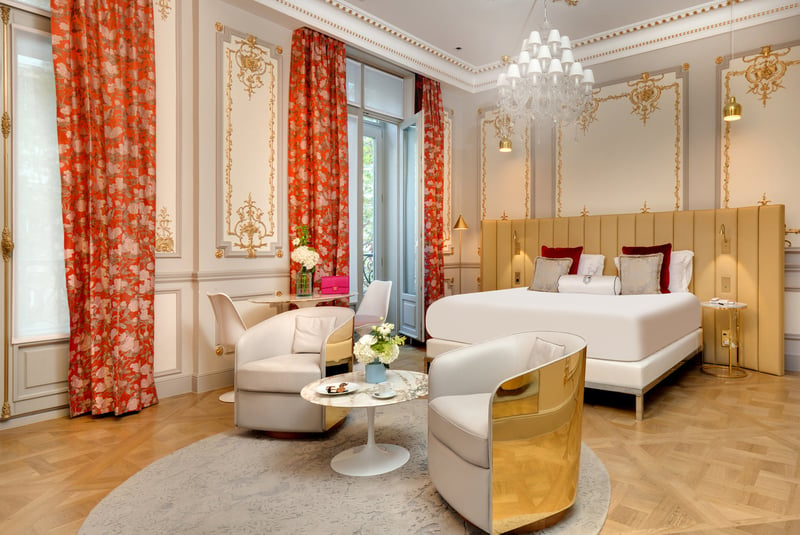 A gorgeous interior of a suite in the Hotel Bowmann Paris