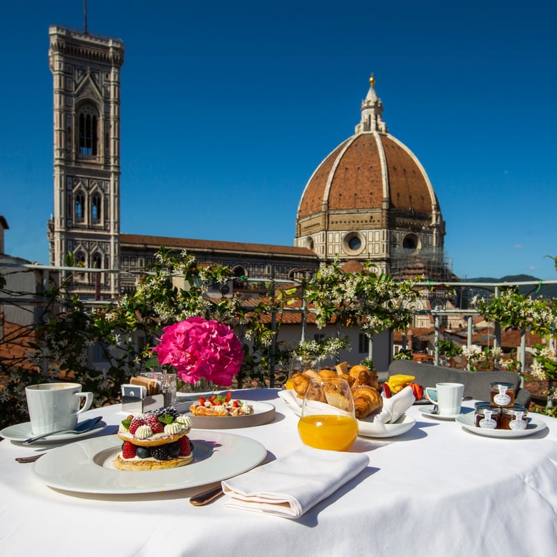 Terrace breakfast overlooking the Duomo